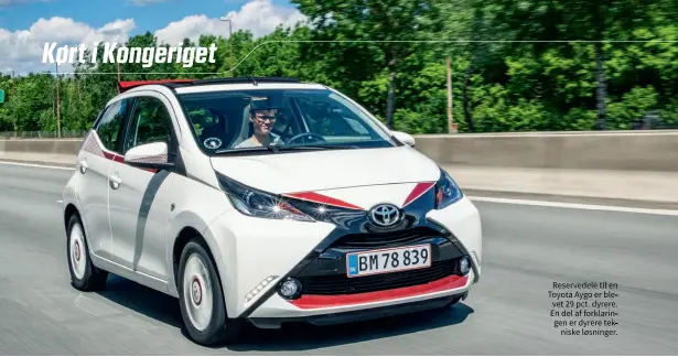  ?? ?? Reservedel­e til en Toyota Aygo er blevet 29 pct. dyrere. En del af forklaring­en er dyrere tekniske løsninger.