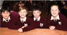  ?? Photos by Michelle Cooper Galvin ?? Conor O’Mahony, Derek O’Gorman, Luke McCann and Alex Carlton, Fossa National School, participat­ing in the Killarney Credit Union Power of Four Credit Union Schools Quiz in the INEC, Killarney on Sunday.