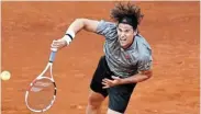  ?? Picture: SERGIO PEREZ/REUTERS ?? GIVING 100%: Dominic Thiem in action during his round of 32 match against Marcos Giron of the US in the ATP Masters 1000 Madrid Open at Caja Magica, Madrid, on Tuesday