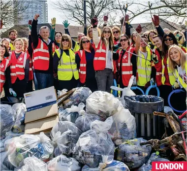 ??  ?? Victory! Coca-Cola staff collected this mountain of a rubbish on a litter pick in London LONDON