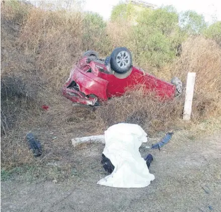  ?? Foto: Cortesía SSPM ?? La unidad aplastó al ahora fallecido, quien salió eyectado.