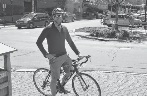  ?? DAVE STEWART/THE GUARDIAN ?? Mathieu Arsenault, who cycles to work every day, would like to see dedicated bike lanes and more driver education in Charlottet­own regarding cycling.