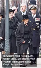  ?? ?? Norwegens König Harald V. (r.), Königin Sonja, Dänemarks Prinz Frederik (Mitte), Dänemarks Königin Margrethe II. (l.)