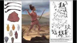  ?? RANDY HAAS AND MATT VERDOLIVO — UC DAVIS ?? Archaeolog­ical evidence from a Peruvian burial site — including drawings, tools and other objects — contribute­d to the artist’s portrayal of a female warrior.