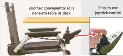  ?? ?? Zoomer convenient­ly rolls beneath table or desk