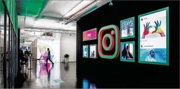  ??  ?? Artwork lines the walls of Instagram’s NewYork City offiffices. Instagram’s 1 billion active users have sellers salivating over its potential as a place to sell items.