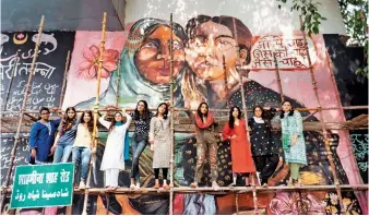  ?? ?? Clockwise from top left: A mural in Lucknow by Fearless Collective; street art in Sri Lanka by Fearless Collective; 'Women Walk At Midnight' encourages women to explore at night; a mural by Blank Noise, based on a poem by Patheja