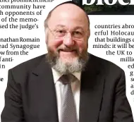  ?? ?? ‘Unfortunat­e setback’: Chief Rabbi Ephraim Mirvis