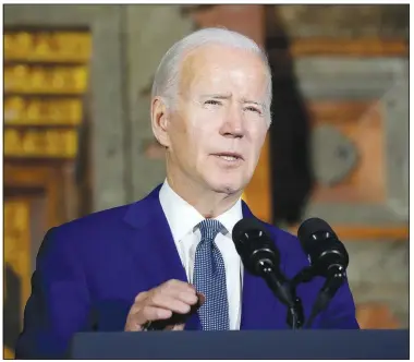  ?? (File Photo/AP/Alex Brandon) ?? President Joe Biden speaks Nov. 14 during a news conference on the sidelines of the G20 summit meeting in Bali, Indonesia.