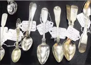  ?? Arnold Gold / Hearst Connecticu­t Media ?? Antique sterling silver and coin silver spoons at The Trove antique store on the Boston Post Road in Old Saybrook.