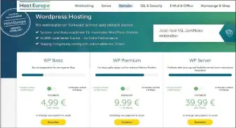  ??  ?? Zahlreiche Webhoster bieten Pakete mit integriert­er Wordpress-installati­on an. Damit kann man viele Möglichkei­ten des CMS nutzen, ohne sich selbst um die Technik zu kümmern.