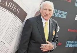  ?? Richard Shotwell/Associated Press ?? Mel Brooks attends the LA Premiere of “If You're Not In The Obit, Eat Breakfast” on May 17, 2017, in Beverly Hills, Calif. The Academy of Motion Picture Arts and Sciences announced Monday that Brooks, Angela Bassett, and film editor Carol Littleton will receive honorary Oscars at November's Governors Awards.