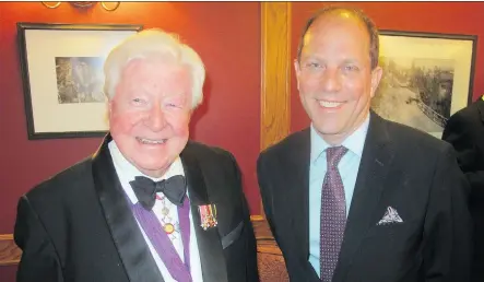  ?? PHOTOS: BILL BROOKS ?? Among the honoured guests attending the Sir Winston Churchill Society of Calgary 52nd annual Memorial Banquet at the Ranchmen’s Club were guest of honour and keynote speaker Lord Watson of Richmond, left, and society president Mark Milke.
