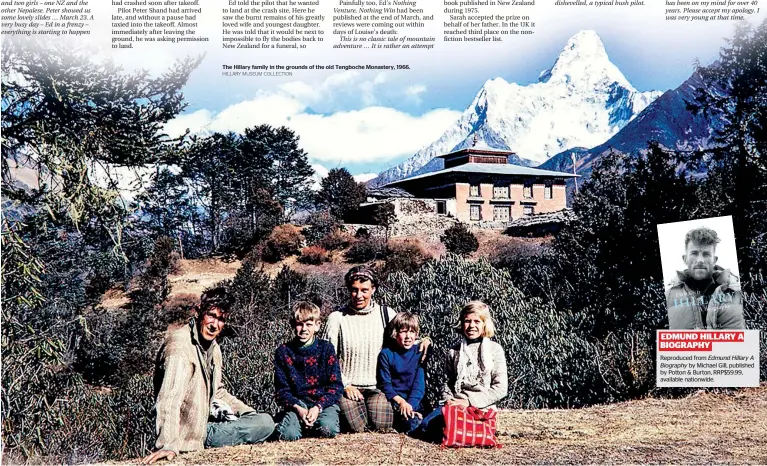  ?? HILLARY MUSEUM COLLECTION ?? The Hillary family in the grounds of the old Tengboche Monastery, 1966.