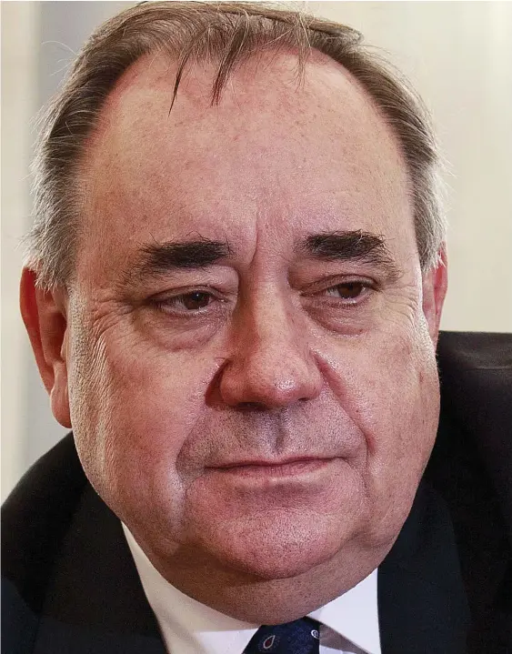  ??  ?? Embattled: Alex Salmond at the press conference yesterday. He denied the allegation­s against him and said he had never engaged in criminal activity