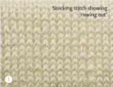  ??  ?? Stocking stitch showing ‘rowing out’