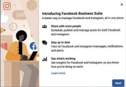  ??  ?? ABOVE Facebook’s Business Suite offers a range of security and privacy options