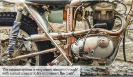  ??  ?? The exhaust system is very much ‘straight through’ with a small silencer to try and remove the ‘bark’.