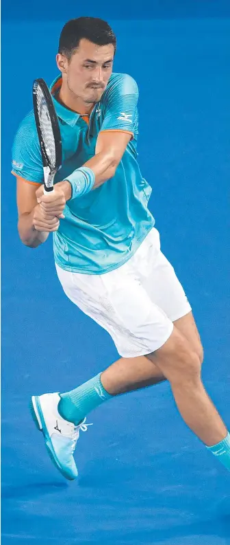  ?? Picture: AAP/LUKAS COCH ?? Gold Coaster Bernard Tomic fell to John Millman at the Estoril Open.