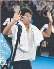  ??  ?? South Korea's Chung Hyeon retires hurt last night.