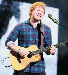  ?? OWEN SWEENEY/INVISION/THE ASSOCIATED PRESS ?? Singer-songwriter Ed Sheeran is set to host the Much Music Video Awards on Sunday. He plays the Rogers Arena in Vancouver tonight.