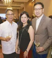  ??  ?? Gigi Montinola (left) with Lucerne managing director Emerson Yao and wife Lingling.