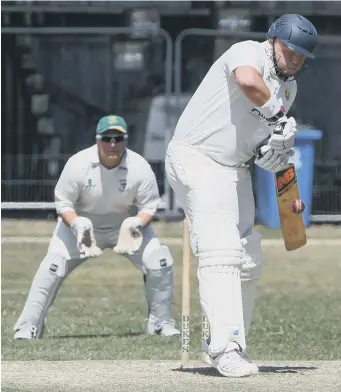  ??  ?? Sunderland opener Greg Applegarth bats against Burnmoor’s Liam Dixon last week. Pics by Kevin Brady