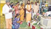  ??  ?? Christians perform rituals to convert to Hinduism at a ceremony organised by the Hindu Makkal Katchi in Chennai on Friday. PTI
