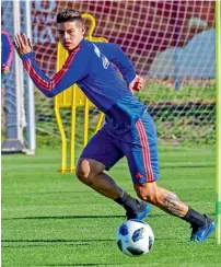  ?? AFP ?? Colombia’s midfielder James Rodriguez takes part in a training session in Kazan on Monday. —