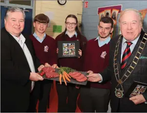  ??  ?? Cllr’s Paul Bell and Frank Godfrey with St. Ita’s pupils Michael McQuillan, Alisha Crosby and Conor Belton.