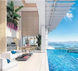  ?? COURTESY ?? Palazzo del Cielo is a new, 9,145-square-foot oceanfront penthouse on the 47th floor of The Mansions at Acqualina, a luxury condominiu­m project at 17749 Collins Ave. in Sunny Isles Beach.