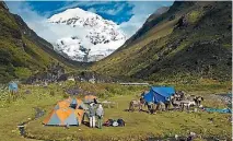  ??  ?? Jangothang campsite on the Jhomolhari trek.