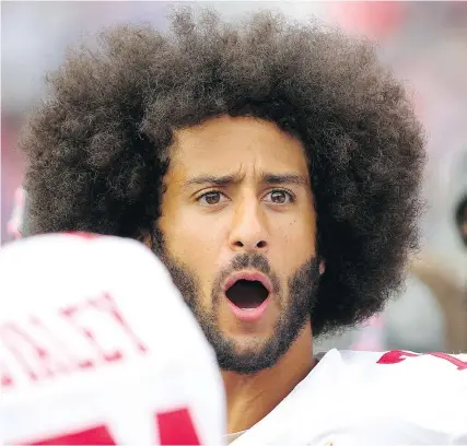  ?? — THE ASSOCIATED PRESS ?? San Francisco 49ers quarterbac­k Colin Kaepernick did not enjoy his return to the starting role Sunday in Buffalo, completing 13-of-29 passes for 187 yards in a 45-16 drubbing.
