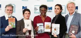  ?? Photo: themanbook­erprize.com ?? The 2017 judges: (from left) Artist Tom Phillips, novelist Sarah Hall, Young, literary critic Lila Azam Zanganeh, and writer Colin Thubron.