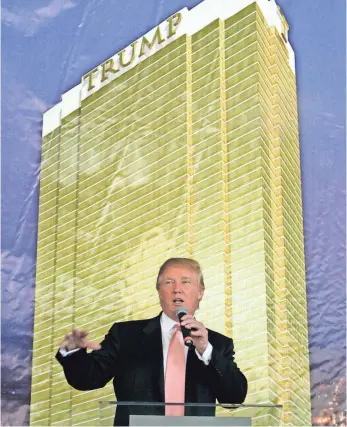  ?? JAE C. HONG, AP ?? Donald Trump celebrates the topping off of Tower I at the Trump Internatio­nal Hotel & Towers in Las Vegas on May 25, 2007. A company called Milan Investment bought 11 luxury condos.