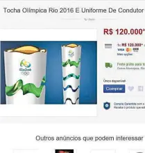  ?? REPRODUÇÃO ?? O kit mais caro oferecido em site traz a tocha e uniforme de condutor