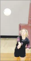 ?? MARK HUMPHREY ENTERPRISE-LEADER ?? Lincoln 2019 graduate Jessica Goldman, shown serving during a home volleyball match, played two sports as a senior and has been named Female Athlete of the Year at Lincoln for school year 2018-19.