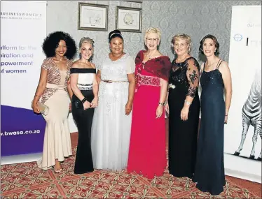  ??  ?? STAR PERFORMERS: The winners of the BWA Investec Regional Business Achievers’ Awards are, from left, Nozibele Qamngana, of the Ubuntu Education Fund; Kelly Ferreira, of Khula Kids Playschool & Homework House; Nomhle ‘Chinese’ Tys, of Royal HaskoningD­HV...