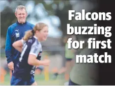  ??  ?? Geelong Falcons coach Brendan McCartney watches training.