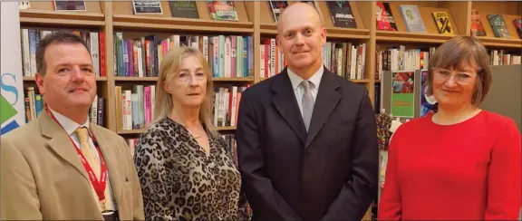  ??  ?? County Librarian Brendan Martin, Claire Fulham from Arklow Library, Michael Nicholson, Director of Services at Wicklow County Council and Nell Regan at the launch of the Way With Words Festival at Arklow Library.