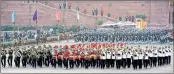  ?? —ANI ?? Band performs at the ‘Beating Retreat’ ceremony at Vijay Chowk in New Delhi on Friday.