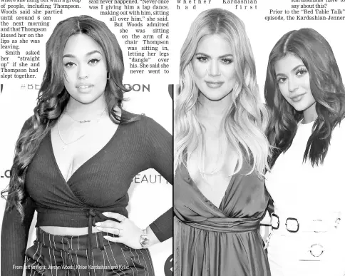  ??  ?? From left to right: Jordyn Woods, Khloe Kardashian and Kylie.