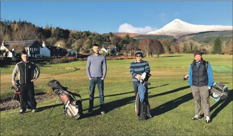  ??  ?? Some of the golfers who played in the New Year’s Day competitio­n at Brodick.