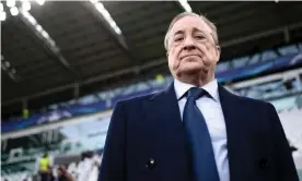  ??  ?? Real Madrid’s president, Florentino Pérez, has seen his Super League project fall down around him. Photograph: Nicolò Campo/LightRocke­t/Getty Images