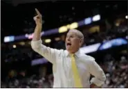  ?? JAE C. HONG - THE ASSOCIATED PRESS ?? FILE - In this March 28, 2019 file photo, Michigan coach John Beilein shouts during the first half of the team’s NCAA men’s college basketball tournament West Region semifinal against Texas Tech in Anaheim, Calif.