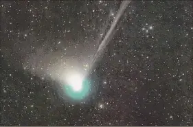  ?? Dan Bartlett ?? Comet C/2022 E3 (ZTF) was discovered by astronomer­s using the wide-field survey camera at the Zwicky Transient Facility last year. It is expected to be visible to the naked eye Wednesday.