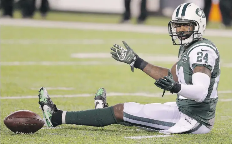  ?? — AP FILES ?? New York Jets cornerback Darrelle Revis looks incredulou­s during Monday night’s 41-10 loss to the Indianapol­is Colts. The Jets showed little heart in dropping to 3-9.