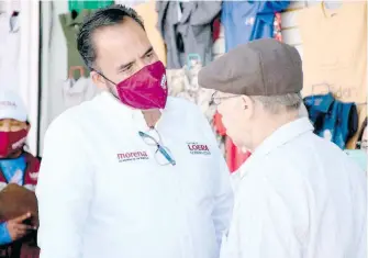  ?? CORTESÍA JUNTOS HAREMOS HISTORIA ?? Candidato morenista se movió en distintas zonas de la capital chihuahuen­se, antes de su junta con los empresario­s /