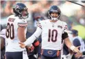  ?? ELSA/GETTY IMAGES ?? Bears quarterbac­k Mitchell Trubisky (10), a first-round draft pick in 2017, will have to battle Nick Foles for the starting job this upcoming season. Chicago declined a fifth-year option on Trubisky, a Pro Bowl QB in 2018.