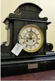 ??  ?? A mantle clock donated in memory of Major Dugald Graham killed in 1915.